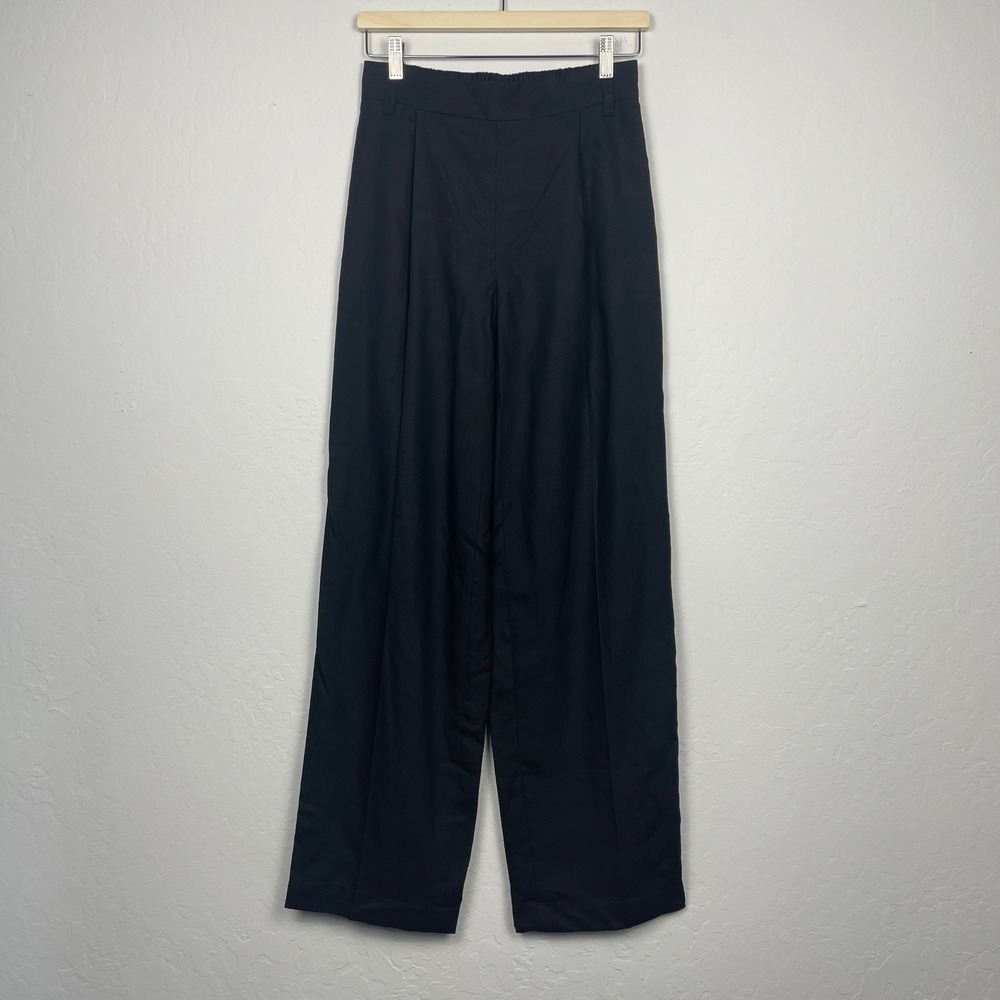 NWT Vince Pull On Pants Wide Leg Black Lyocell Linen Size XS